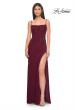 Picture of: Bustier Net Jersey Prom Dress with Ruching and High Slit in Wine, Style: 32161, Detail Picture 14
