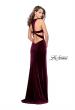 Picture of: Long Velvet Prom Dress with Deep V and Side Leg Slit in Wine, Style: 25363, Back Picture