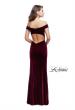 Picture of: Long Off the Shoulder Velvet Gown with Open Back in Wine, Style: 25400, Back Picture