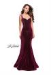 Picture of: Velvet Form Fitting Prom Dress with Intricate Back in Wine, Style: 25681, Back Picture