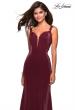 Picture of: Jersey Prom Dress with Strappy Back and Lace Accents in Wine, Style: 27474, Back Picture