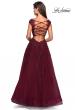 Picture of: Floor Length Cap Sleeve Prom Gown with Lace Detail in Wine, Style: 27503, Back Picture