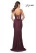Picture of: Simple Ruched Jersey Dress with Lace Up Back in Wine, Style: 31919, Back Picture