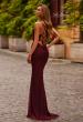 Picture of: Jersey Gown with Crisscross Back and Ruching in Wine, Style: 33489, Back Picture