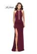 Picture of: Long Jersey Dress with High Neckline and Side Leg Slit in WIne, Style: 25477, Detail Picture 1