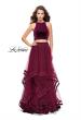 Picture of: Two Piece Tulle Gown with Velvet High Neck Top in Wine, Style: 25817, Detail Picture 1