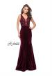 Picture of: Long Embellished Velvet Prom Dress with a Low V Back in Wine, Style: 25824, Detail Picture 1