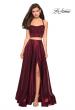 Picture of: Two PIece Satin Prom Dress with Rhinestone Top in Wine, Style: 27607, Detail Picture 1