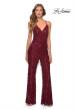 Picture of: Fringe Sequin Jumpsuit with V-Neckline in Wine, Style: 28864, Detail Picture 1