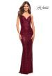 Picture of: Soft Sequin Long Gown with Lace Up Back in Wine, Style: 29949, Detail Picture 1
