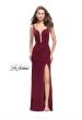 Picture of: Long Jersey Prom Dress with Caged Strappy Open Back in Wine, Style: 25720, Detail Picture 2