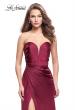 Picture of: Long Strapless Satin Prom Dress with Side Ruching in Wine, Style: 26017, Detail Picture 2