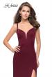 Picture of: Form Fitting Prom Dress with Metallic Straps and Slit in Wine, Style: 26021, Detail Picture 2