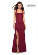 Picture of: Form Fitting Jersey Prom Dress with Side Leg Slit in Wine, Style: 27479, Detail Picture 2