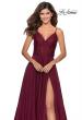 Picture of: Chiffon Prom Dress with Sheer Floral Lace Bodice in Wine, Style: 28664, Detail Picture 2