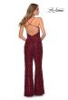 Picture of: Fringe Sequin Jumpsuit with V-Neckline in Wine, Style: 28864, Detail Picture 2