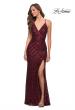 Picture of: Long Sequin Gown with Thick Sequin Print Fabric in Wine, Style 29642, Detail Picture 2