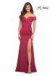Picture of: Off the Shoulder Long Jersey Gown with Ruffle in Red, Style: 30703, Detail Picture 2