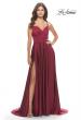 Picture of: Luxury Satin Gown with Criss Cross Bodice in Wine, Style: 31233, Detail Picture 2