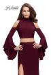 Picture of: Long Two Piece Dress with Cold Shoulders and Bell Sleeves in Wine, Style: 25353, Detail Picture 3