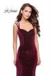 Picture of: Velvet Form Fitting Prom Dress with Intricate Back in Wine, Style: 25681, Detail Picture 3
