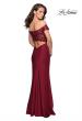 Picture of: Off The Shoulder Gown with Lace Bust and Slit in Wine, Style: 27097, Detail Picture 3