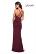 Picture of: Long Jersey Ruched Dress with Side Leg Slit in Wine, Style: 27317, Detail Picture 3
