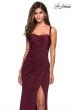 Picture of: Long Jersey Gown with Size Ruching and Slit in Wine, Style: 27470, Detail Picture 3