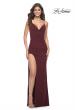 Picture of: Net Jersey Ruched Fitted Dress with Illusion and Boning on Back in Wine, Style: 32160, Detail Picture 3