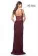 Picture of: Net Jersey Ruched Fitted Dress with Illusion and Boning on Back in Wine, Style: 32160, Detail Picture 4
