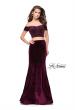 Picture of: Velvet Two Piece Prom Dress with Beading in Wine, Style: 25496, Detail Picture 5