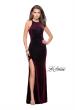 Picture of: Sparkling Velvet Prom Dress with Rhinestone Beading in Wine, Style: 25679, Detail Picture 5