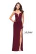 Picture of: Form Fitting Prom Dress with Metallic Straps and Slit in Wine, Style: 26021, Detail Picture 5