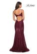 Picture of: Long Form Fitting Lace Prom Dress with Attached Shorts in Wine, Style: 27584, Detail Picture 5