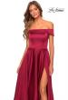 Picture of: Satin Off the Shoulder Evening Dress with Pockets in Wine, Style: 28978, Detail Picture 5