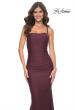 Picture of: Simple Ruched Jersey Dress with Lace Up Back in Wine, Style: 31919, Detail Picture 5