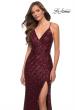 Picture of: Long Sequin Gown with Thick Sequin Print Fabric in Wine, Style 29642, Detail Picture 6