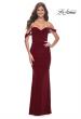 Picture of: Off the Shoulder Net Jersey Dress with Ruching in Wine, Style: 31914, Detail Picture 6