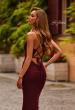 Picture of: Jersey Gown with Crisscross Back and Ruching in Wine, Style: 33489, Detail Picture 6