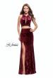 Picture of: Long Velvet Prom Dress with Crop Top and Leg Slit in Wine, Style: 25500, Detail Picture 7