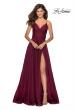 Picture of: Chiffon Prom Dress with Sheer Floral Lace Bodice in Wine, Style: 28664, Detail Picture 7