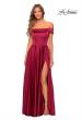 Picture of: Satin Off the Shoulder Evening Dress with Pockets in Wine, Style: 28978, Detail Picture 7