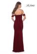 Picture of: Off the Shoulder Net Jersey Dress with Ruching in Wine, Style: 31914, Detail Picture 7
