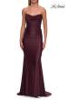 Picture of: Ruched Jersey Evening Gown with Draped Neckline and Sheer Corset Back in Wine, Style: 33415, Detail Picture 7