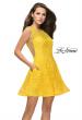 Picture of: Lace Short Dress with Rhinestones and Pockets in Yellow, Style: 26616, Detail Picture 3