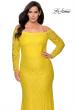Picture of: Long Sleeve Off The Shoulder Lace Plus Size Dress in Yellow, Style: 28859, Detail Picture 8