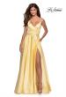 Picture of: A-line Gown with Double Rhinestone Belt Detail in Yellow, Style: 28385, Main Picture