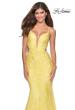 Picture of: Mermaid Tulle Gown with Floral Lace and Rhinestones in Yellow, Style: 28768, Main Picture