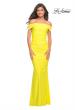 Picture of: Long Off the Shoulder Ruched Neon Jersey Dress in Yellow, Style: 30421, Main Picture