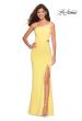 Picture of: Asymmetrical Jersey Prom Dress with Cut Outs in Yellow, Style: 27126, Detail Picture 8
